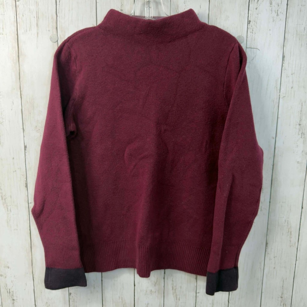 J.Jill Women's Mock Neck Sweater Burgundy Cotton Blend Size XS Petite